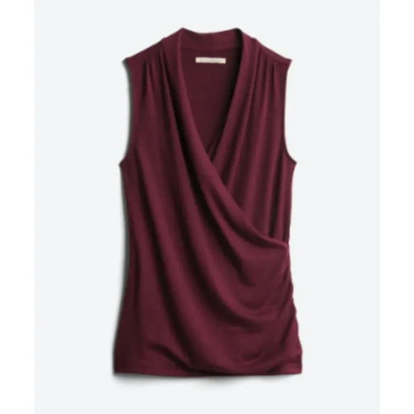41 HAWTHORN Benni Wrap Front Ruched Knit Top  XLP | Burgundy - Picture 1 of 10